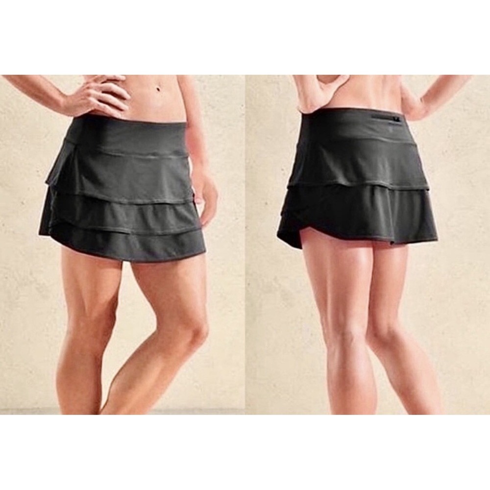 Athleta Black Tiered Ruffle Tennis Skort Active Skirt Size XS